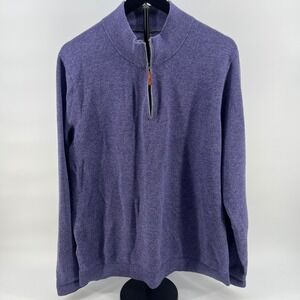 Tommy Bahama IslandZone Mens Large Purple Quarter Zip Cotton CoolMax Sweater